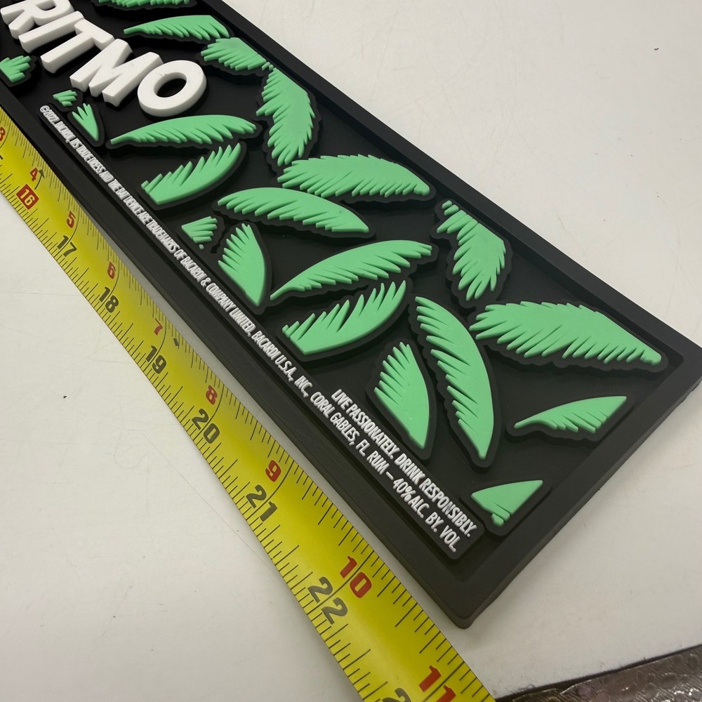 Bacardi Bar Mat Runner Sigue Tu Ritmo Black Green Tropical Rum Barware New - Picture 5 of 7